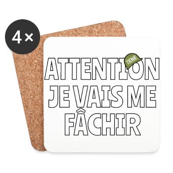 Attention je vais me fachir - Dessous de verre (lot de 4) - blanc - Devant