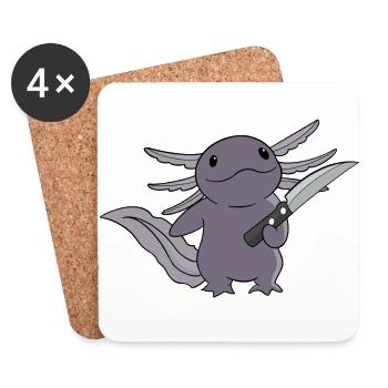 Böses Axolotl Messer rosa Lurch Molch - Untersetzer (4er-Set) - Weiß - Vorne