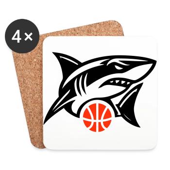 Requin basketball équipe - Dessous de verre (lot de 4) - blanc - Devant