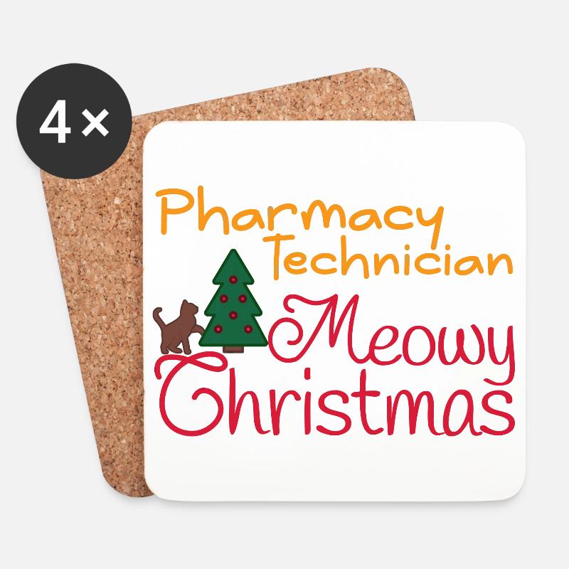 Pharmacy technician Xmas Cat meowy Weihnachten - Untersetzer (4er-Set) - Weiß