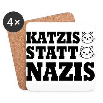katzis statt nazis - Untersetzer (4er-Set) - Weiß - Vorne