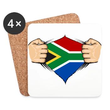 Conception du drapeau de l’Afrique du Sud - Dessous de verre (lot de 4) - blanc - Devant