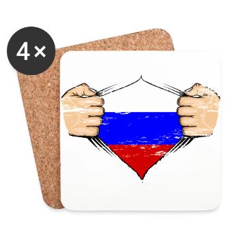 Conception du drapeau de la Russie utilisée - Dessous de verre (lot de 4) - blanc - Devant
