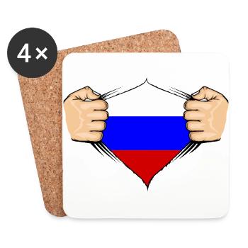 Conception du drapeau de la Russie - Dessous de verre (lot de 4) - blanc - Devant