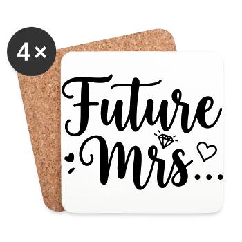 Zukünftige Mrs. Ring Brautdesign - Untersetzer (4er-Set) - Weiß - Vorne