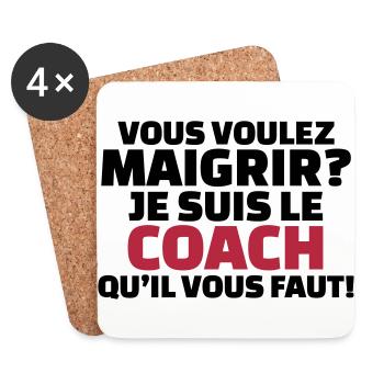 Vous voulez maigrir? je suis le coach - Dessous de verre (lot de 4) - blanc - Devant