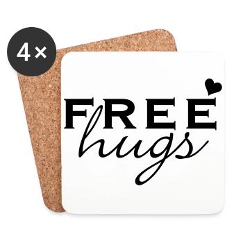 Schmusen für frei / free hugs (1c) - Coasters (set of 4) - white - Front