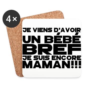 bref je suis encore maman 2 - Dessous de verre (lot de 4) - blanc - Devant