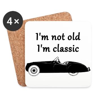 Voiture ancienne classique - Dessous de verre (lot de 4) - blanc - Devant