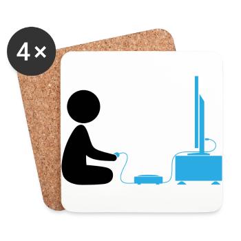 A Boy Plays With His Games Console - Coasters (set of 4) - white - Front