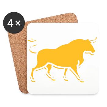 Un taureau sauvage - Dessous de verre (lot de 4) - blanc - Devant