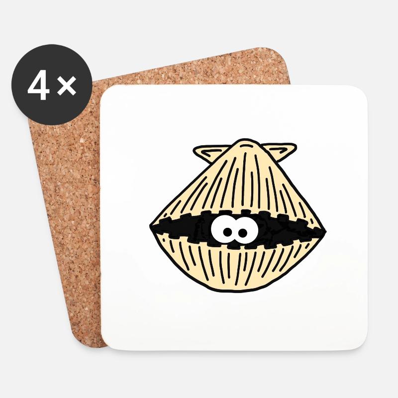 Shell / clam / shell - Coasters (set of 4) - white