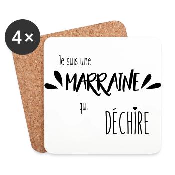 Je suis une marraine qui déchire - Dessous de verre (lot de 4) - blanc - Devant