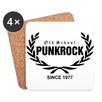Old School Punkrock Since 1977 (schwarzer Druck) - Untersetzer (4er-Set) - Weiß - Vorne