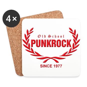 Old School Punkrock Since 1977 (roter Druck) - Untersetzer (4er-Set) - Weiß - Vorne