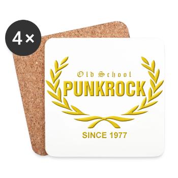 Old School Punkrock Since 1977 (gelber Druck) - Untersetzer (4er-Set) - Weiß - Vorne