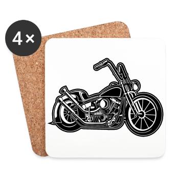 Chopper / Bobber Motorcycle 02 black white - Coasters (set of 4) - white - Front
