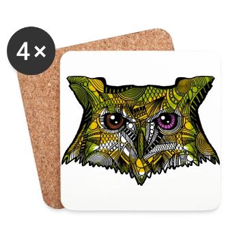 hibou - Dessous de verre (lot de 4) - blanc - Devant