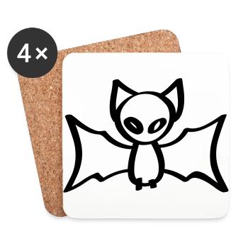 bat halloween bat - Coasters (set of 4) - white - Front
