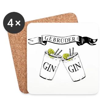 Gebrueder GIN (Gin and Tonic for Bros) - Untersetzer (4er-Set) - Weiß - Vorne
