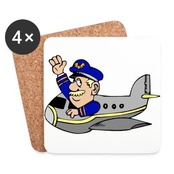 airplane airplane airplane hot air balloon air ba - Coasters (set of 4) - white - Front
