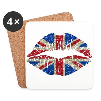 Sexy lips Great Britain England Union Jack - Coasters (set of 4) - white - Front