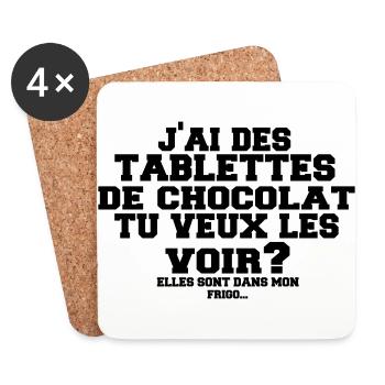 tablettes de chocolat - Dessous de verre (lot de 4) - blanc - Devant