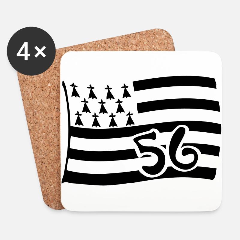Breton flag Bretagne 56 Morbihan - Untersetzer (4er-Set) - Weiß