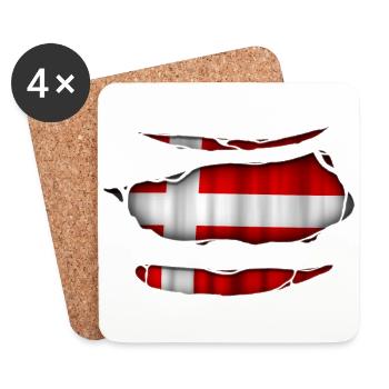 Danemark drapeau Aufgerissen 017 - Dessous de verre (lot de 4) - blanc - Devant