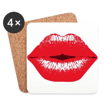 Kussmund sexy red lipstick Statement Fun - Coasters (set of 4) - white - Front