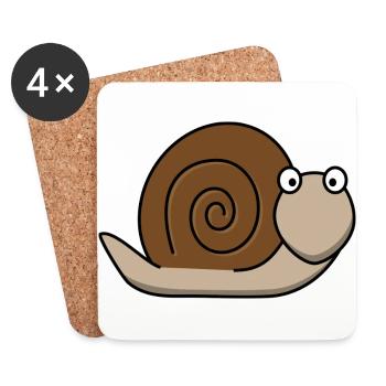 Freundliche Schnecke - Untersetzer (4er-Set) - Weiß - Vorne