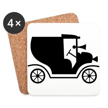 Auto Retro vintage d'automobile - Dessous de verre (lot de 4) - blanc - Devant