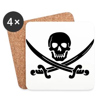 Totenkopf - Untersetzer (4er-Set) - Weiß - Vorne