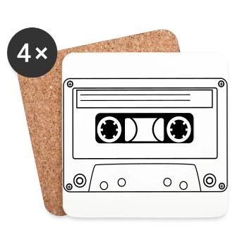 cassette Hip Hop oldschool - Dessous de verre (lot de 4) - blanc - Devant