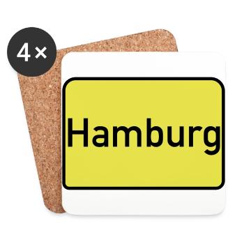 Ortsschild Hamburg - Untersetzer (4er-Set) - Weiß - Vorne