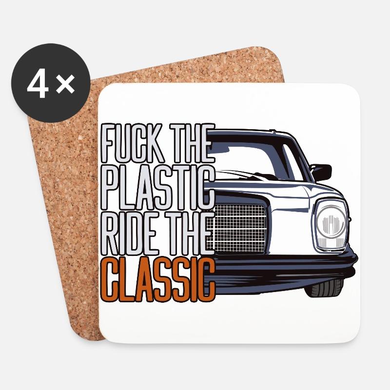 FTP Style Retro Car Silhouette - Untersetzer (4er-Set) - Weiß
