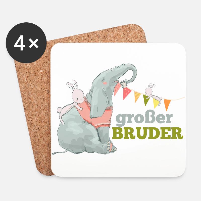 großer Bruder Elefant Hase - Untersetzer (4er-Set) - Weiß