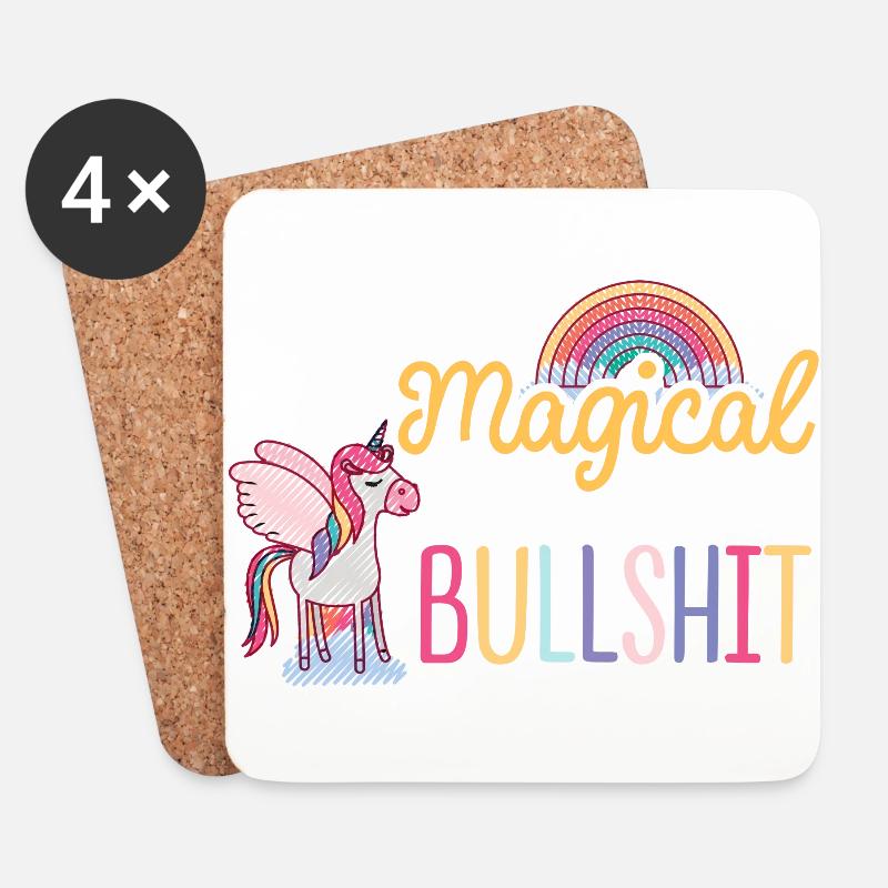Einhorn TOO MAGICAL FOR YOUR BULLSHIT spruch - Untersetzer (4er-Set) - Weiß
