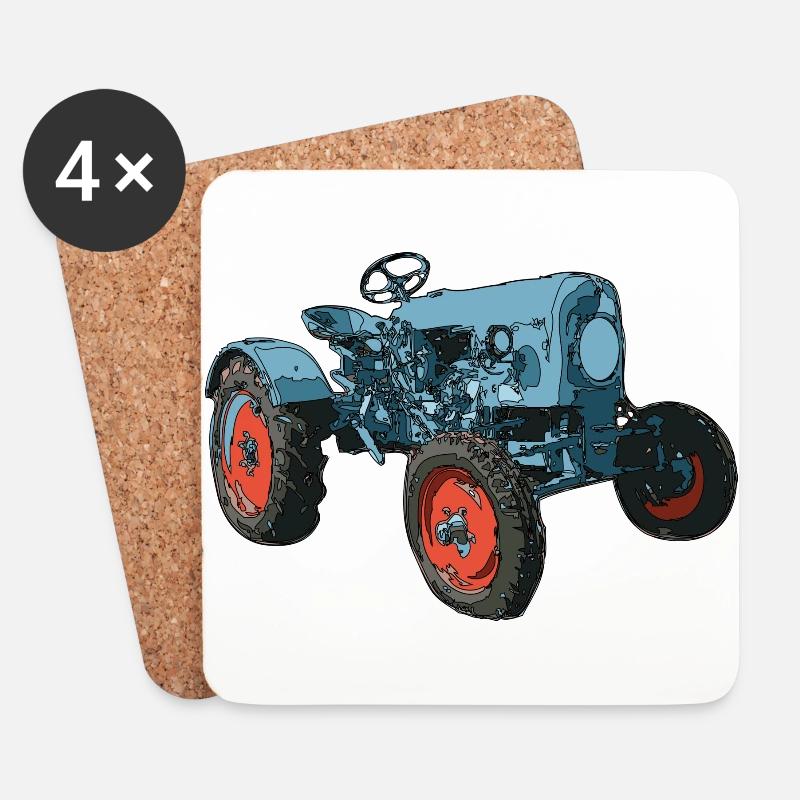 Trecker, Traktor, Schlepper - Untersetzer (4er-Set) - Weiß