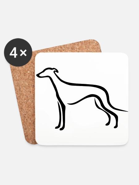 Greyhound - Untersetzer (4er-Set) - Weiß