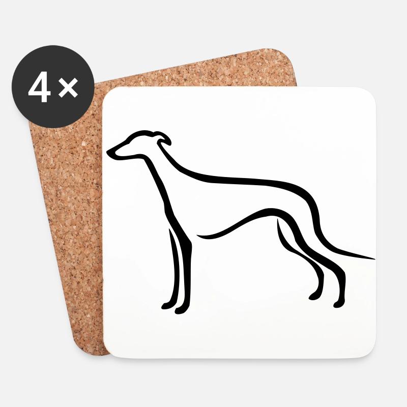 Greyhound - Untersetzer (4er-Set) - Weiß