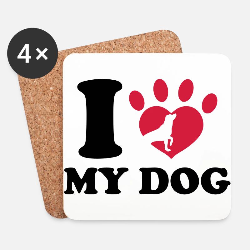 I Love My Dog - Untersetzer (4er-Set) - Weiß