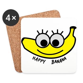 banane heureuse - Dessous de verre (lot de 4) - blanc - Devant