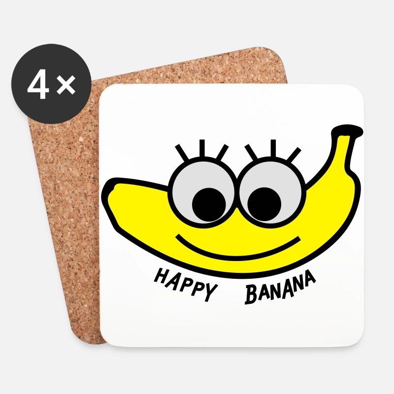 happy banana - Untersetzer (4er-Set) - Weiß