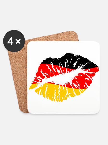Football Germany 2020 European Champions World Cup Fan Kiss - Coasters (set of 4) - white