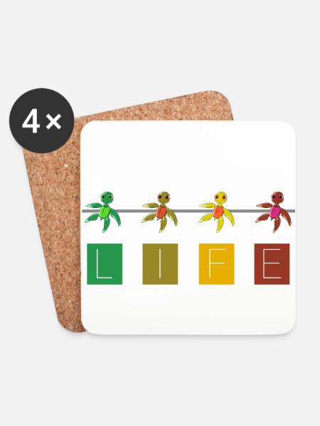 Turtle - Schildkröten, Life - Untersetzer (4er-Set) - Weiß