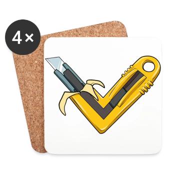 Scharfe Banane - Bananen Banana Cuttermesser - Untersetzer (4er-Set) - Weiß - Vorne