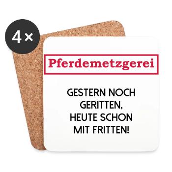 Pferd gestern noch geritten heute mit Fritten - Untersetzer (4er-Set) - Weiß - Vorne