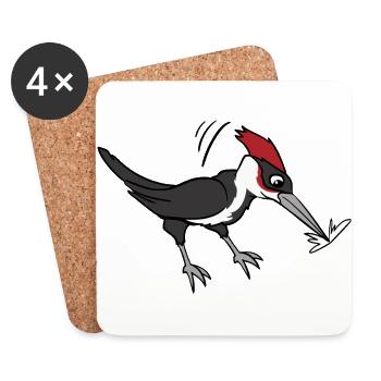 Woodpecker bird birds - Coasters (set of 4) - white - Front