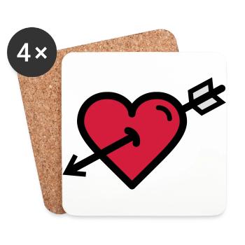 Heart in Cupid's arrow is Valentine's Day - Coasters (set of 4) - white - Front